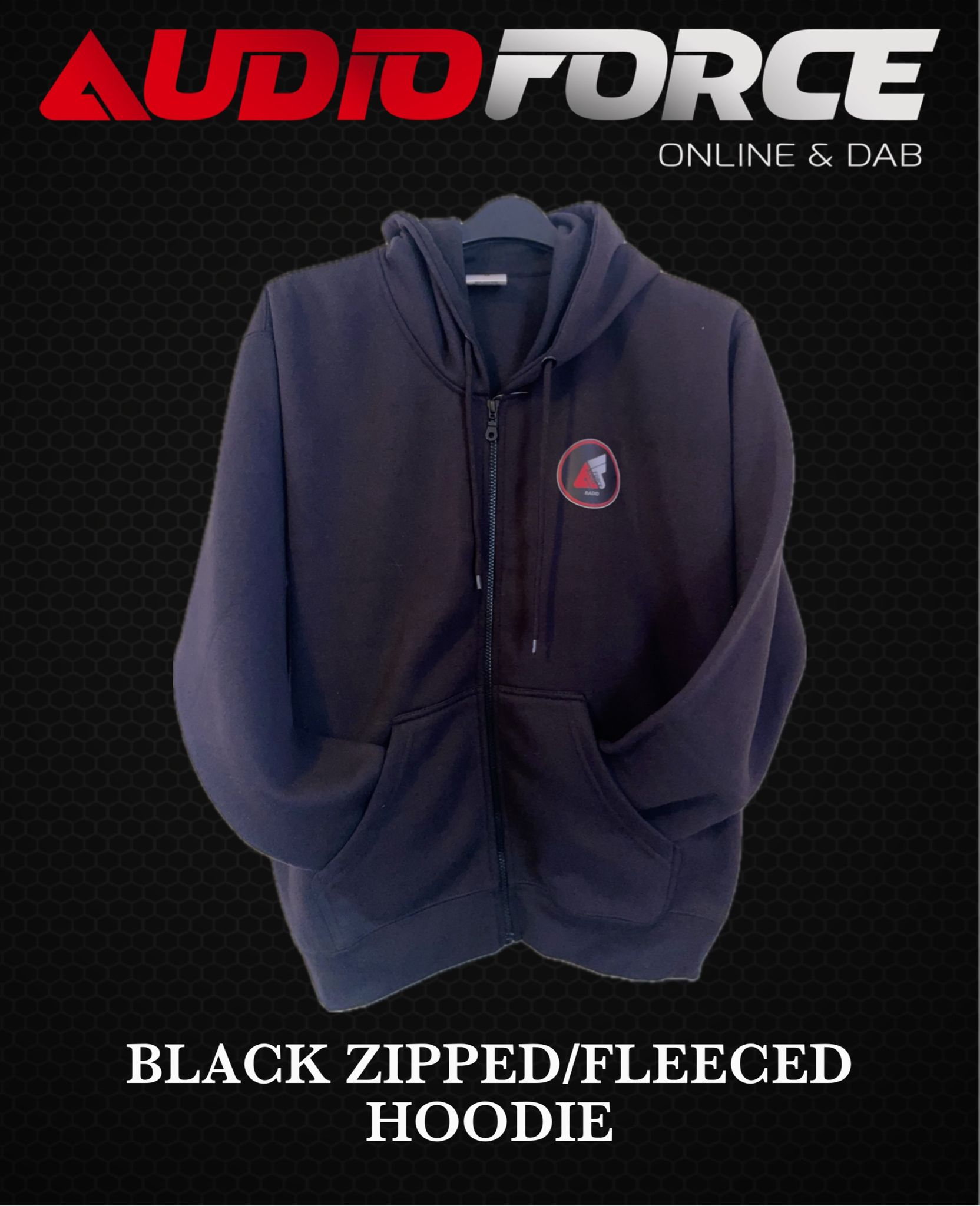 Black Zipped Fleece Hoodie